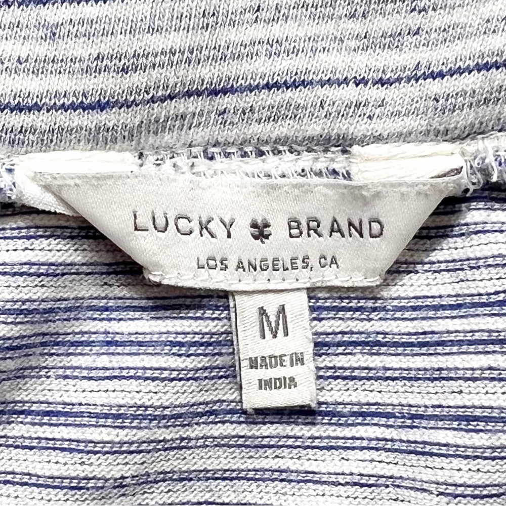 SOLD-Lucky Tassel Tie Waist Peplum Blue White Striped Sleeveless Knit Tank Top - Picture 9 of 10